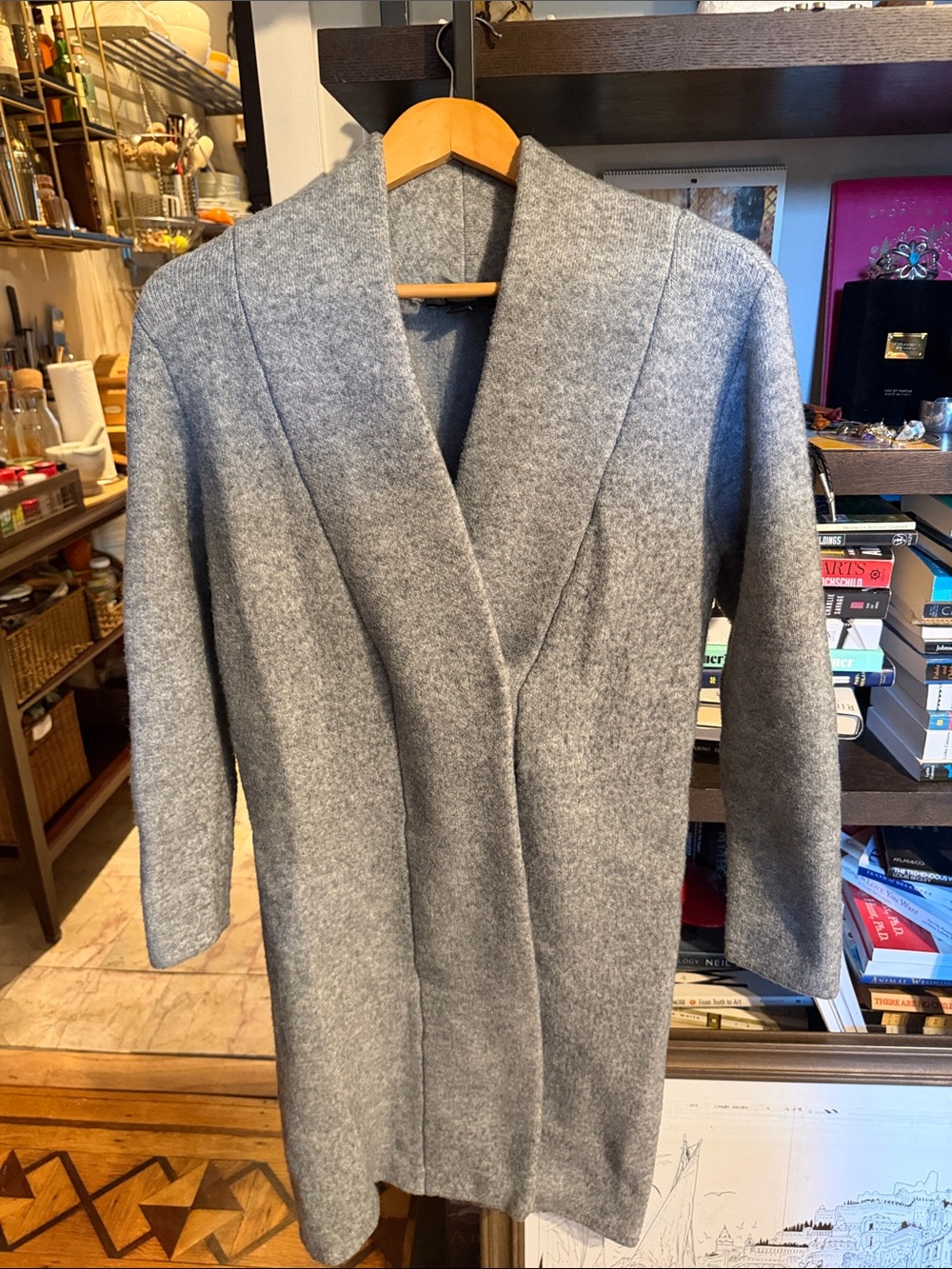 Women's Grey Shawl Collar Heavy Coat Shacket